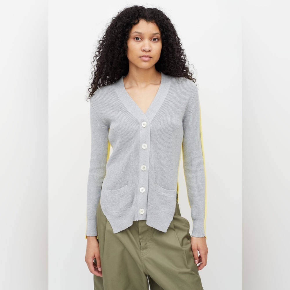 Sacai Luck 2 tone v neck cardigan